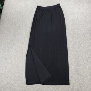 Chico's Travelers Classic Maxi Skirt Womens S Black Rib Wrinkle-Resistant Slit